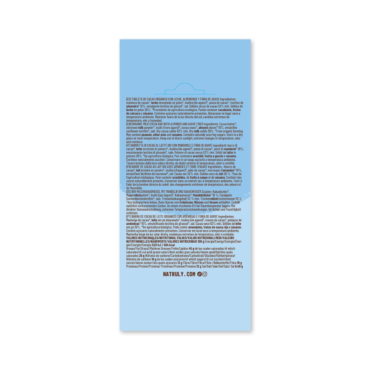 Tableta Chocolicious chocolate con Leche con Almendra Natruly 85 g