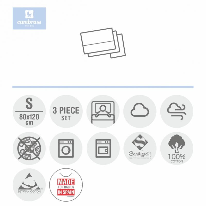 Sabana minicuna 3 Piezas Forest Cambrass Forest Rosa