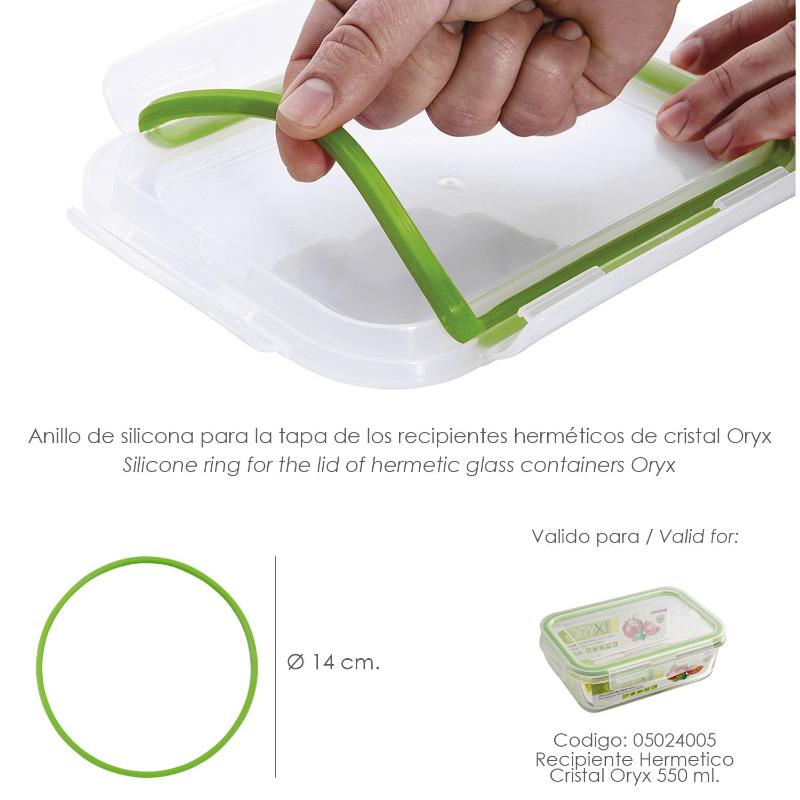 Anillo Silicona Para Recipiente Hermetico Cristal Rectangular 550 Ml.