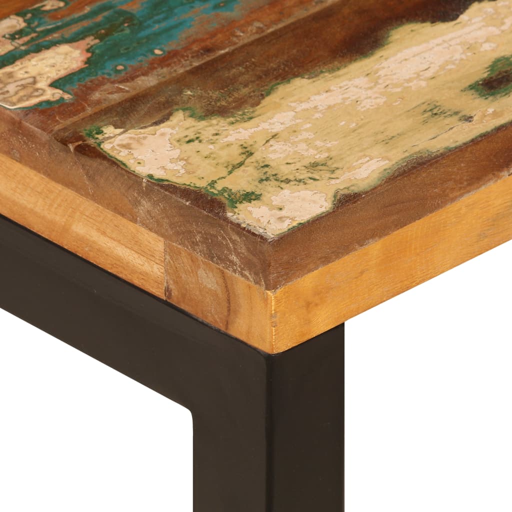 Mesa De Centro De Madera Maciza Reciclada Y Acero 100x50x35 Cm_4