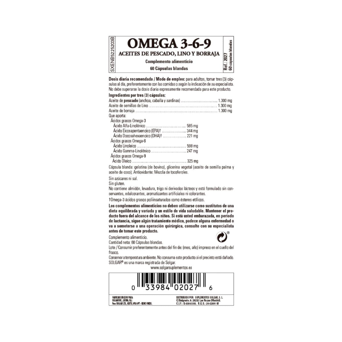 Omega 3 6 9 Solgar 60 Cápsulas