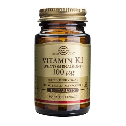 Vitamina K1 Fitomenadiona 100 μg Solgar, 100 comprimidos