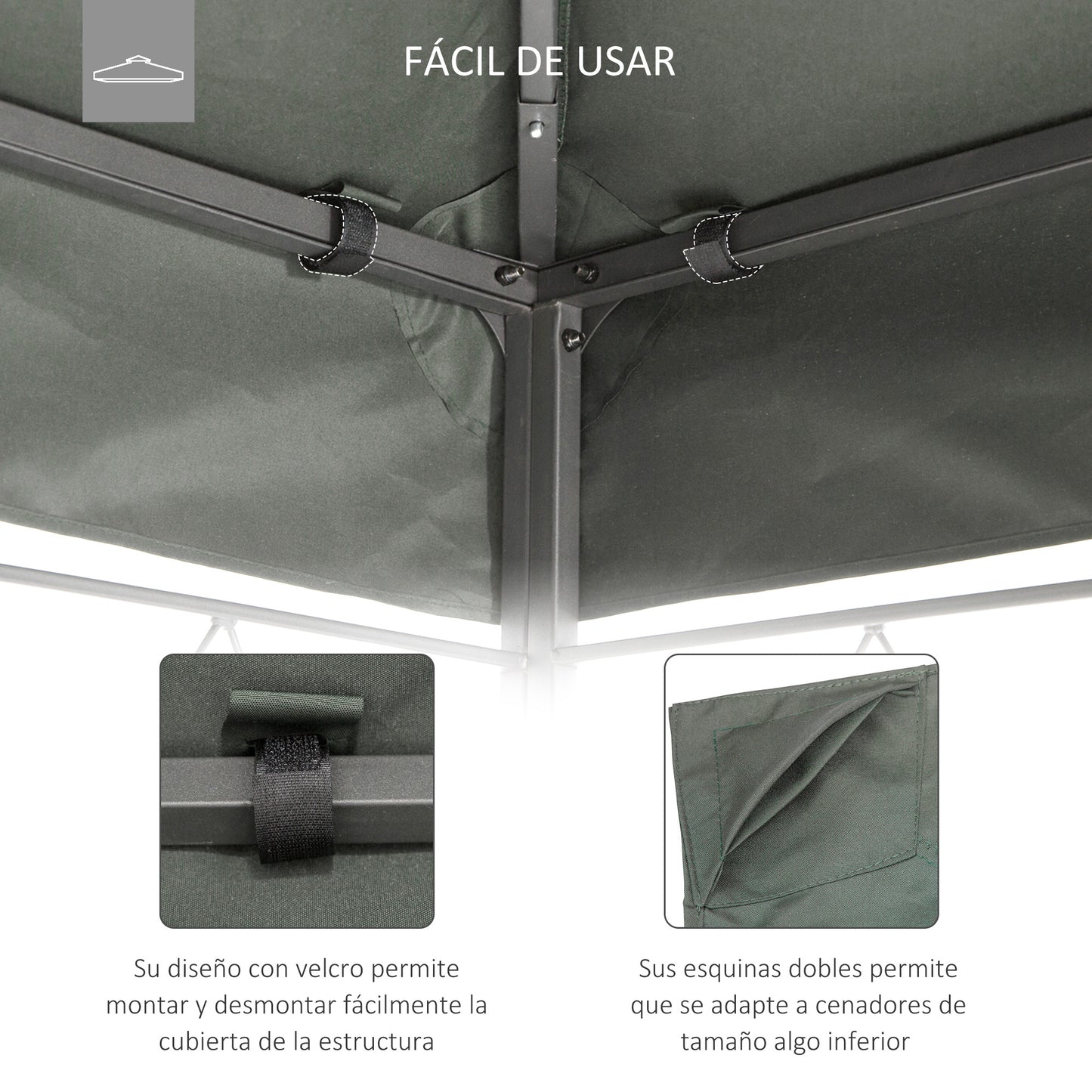 Outsunny Techo De Repuesto 4x3 M Para Cenador Jardín Exterior 2 Niveles Gris_5