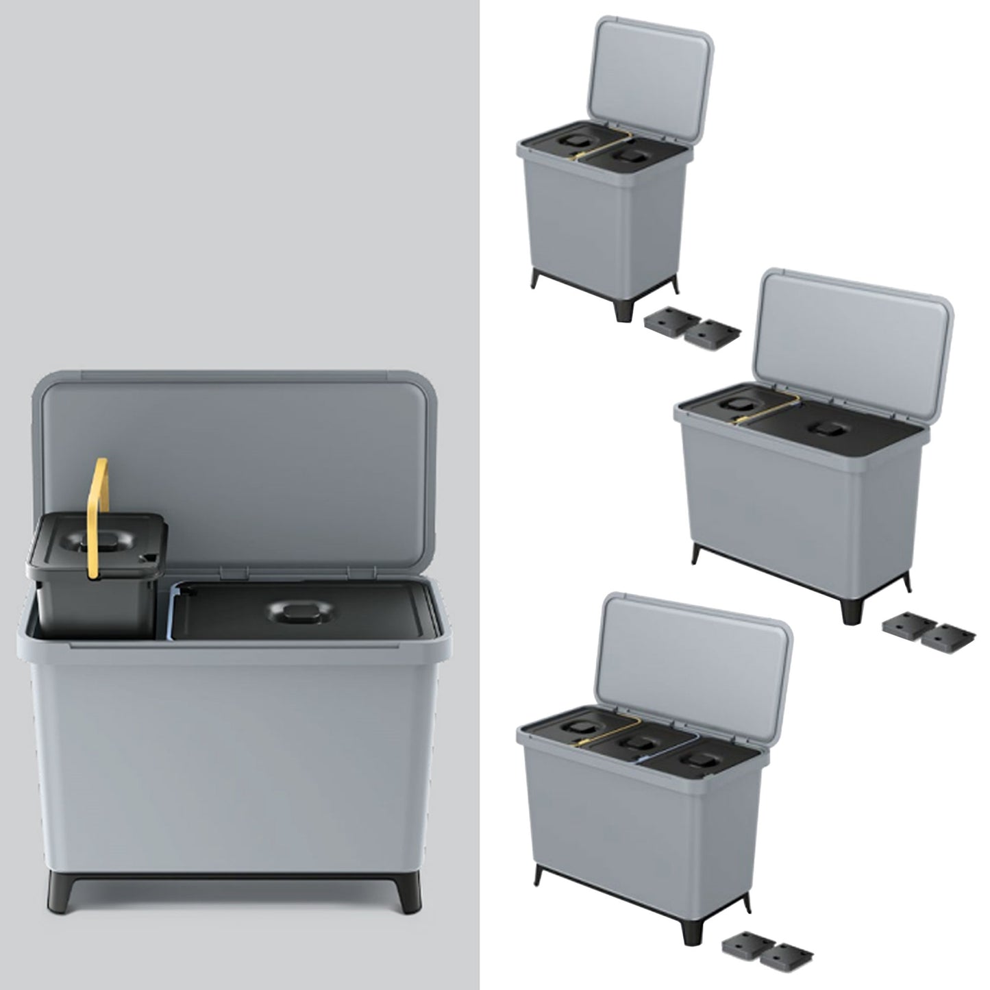 Sistema Clasificador De Reciclaje 2x10l Color Gris Keden_5