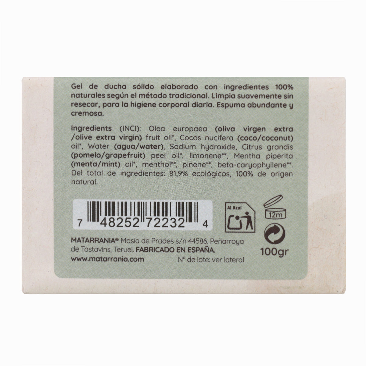 Gel de ducha sólido BIO Buenos Días Matarrania 120 ml