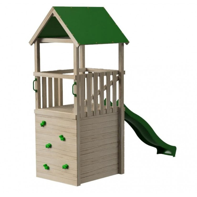 Parque Infantil Masgames Tibidabo L Techo De Lona Casita Con Escalada: Casita En La Base Y Pared De Escalada.