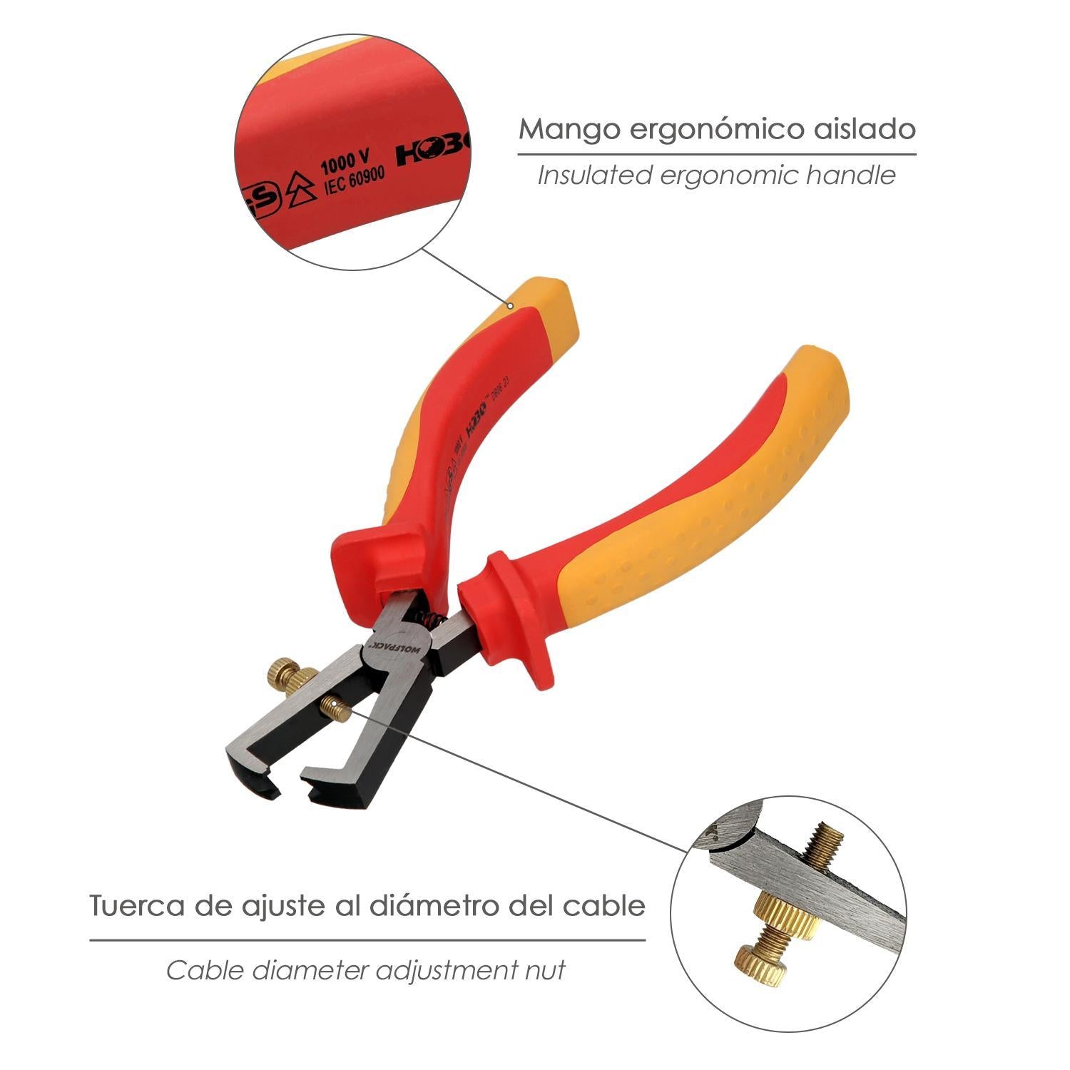 Alicates Pelacables 150 Mm. Mangos Aislados Acero Cromo Vanadio Pelacables, Corta Cables, Pelador Cables