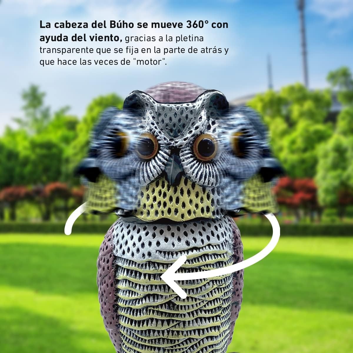 Búho espantapájaros cabeza giratoria 41 cm Biotop