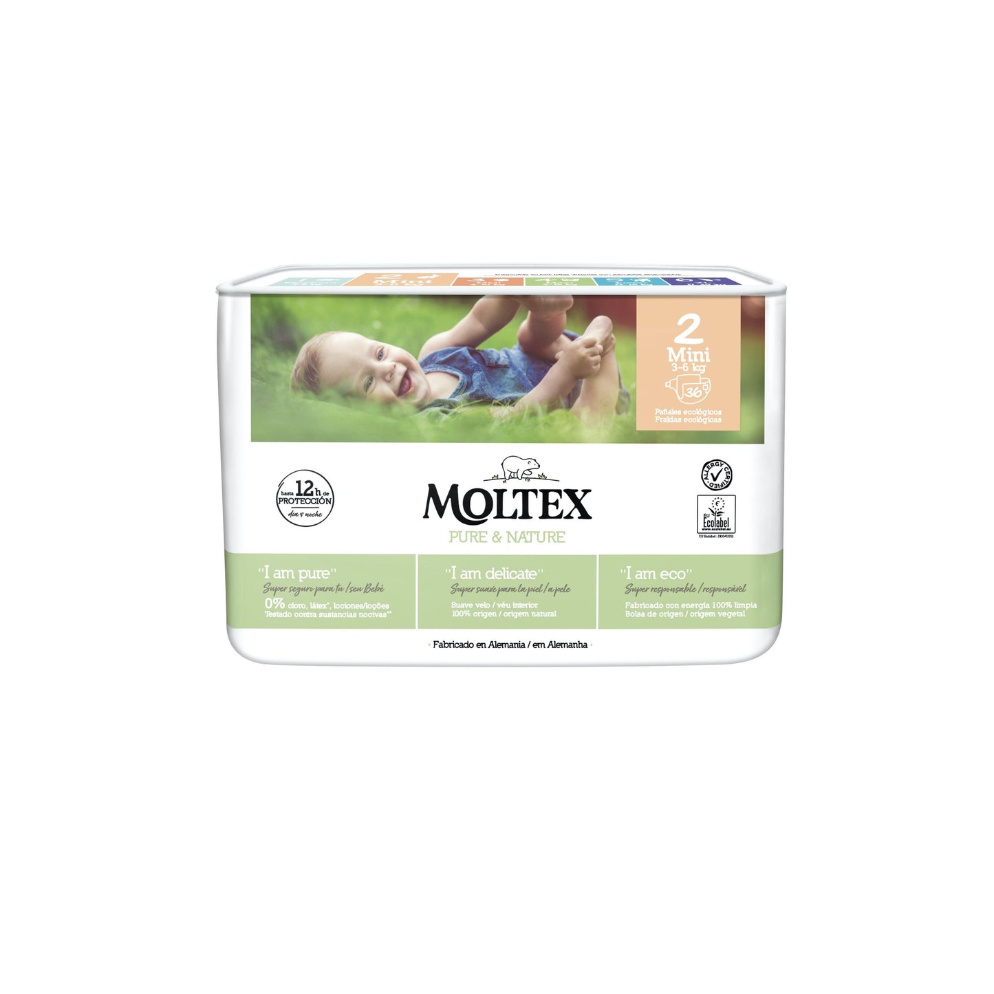 Pañales  T2 (3-6 kg) Moltex Pure & Nature, 36 Uds