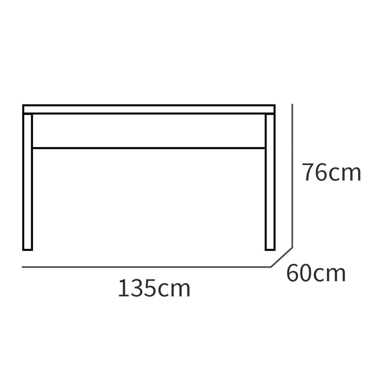 Escritorio Mesa De Ordenador Oficina Estudio, Patas Estructura Metálica Industrial 76x135x60cm, Briebe, Smuk, Blanco