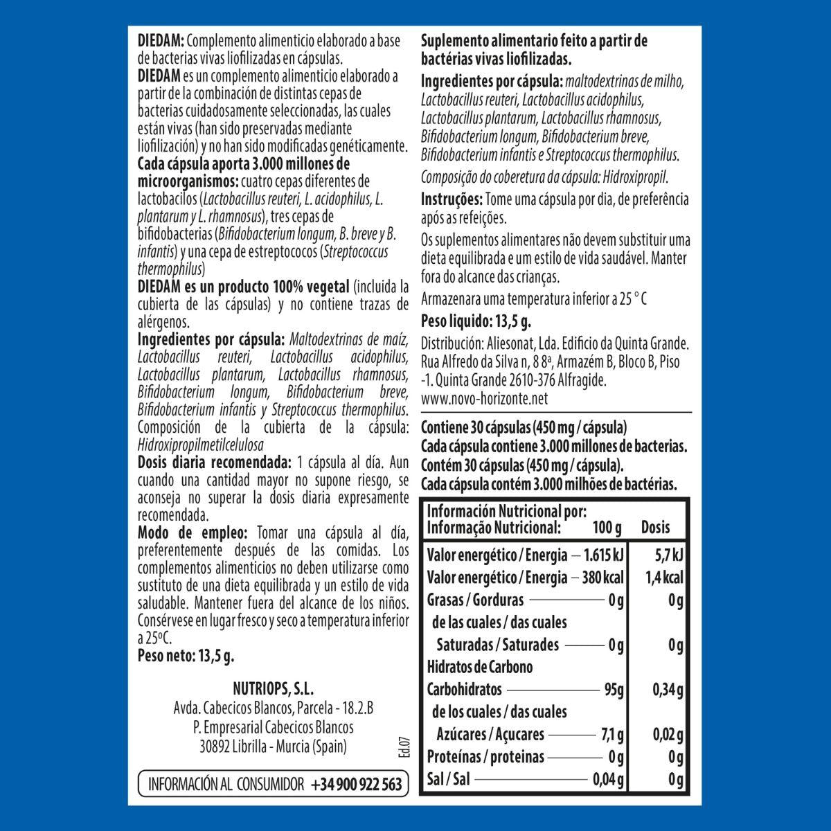 DieDam Probiótico 30 cápsulas entéricas