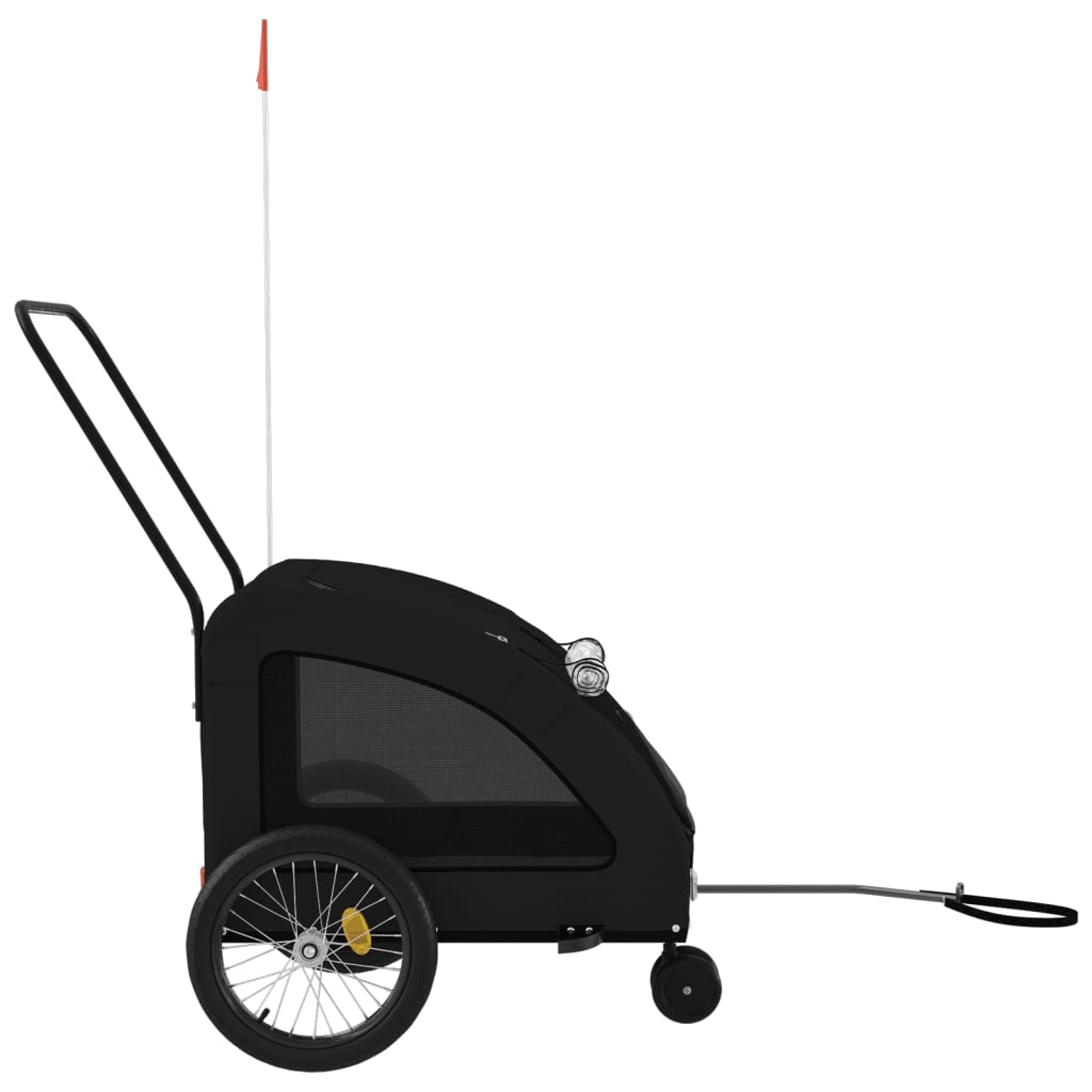 Remolque De Bicicleta Mascotas Hierro Tela Oxford Negro_5