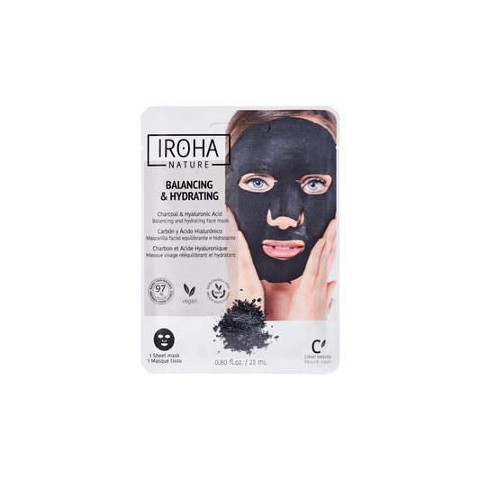 Mascarilla Facial Tisú Reequilibrante e Hidratante con Carbón y Ácido Hialurónico Iroha Nature 23ml