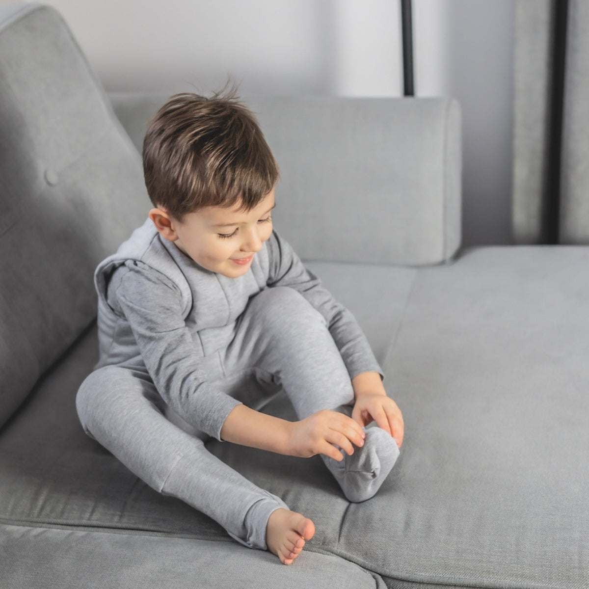 Saco De Dormir Con Pies Reversible T-m Jersey Algodón Melange Light-dark Grey