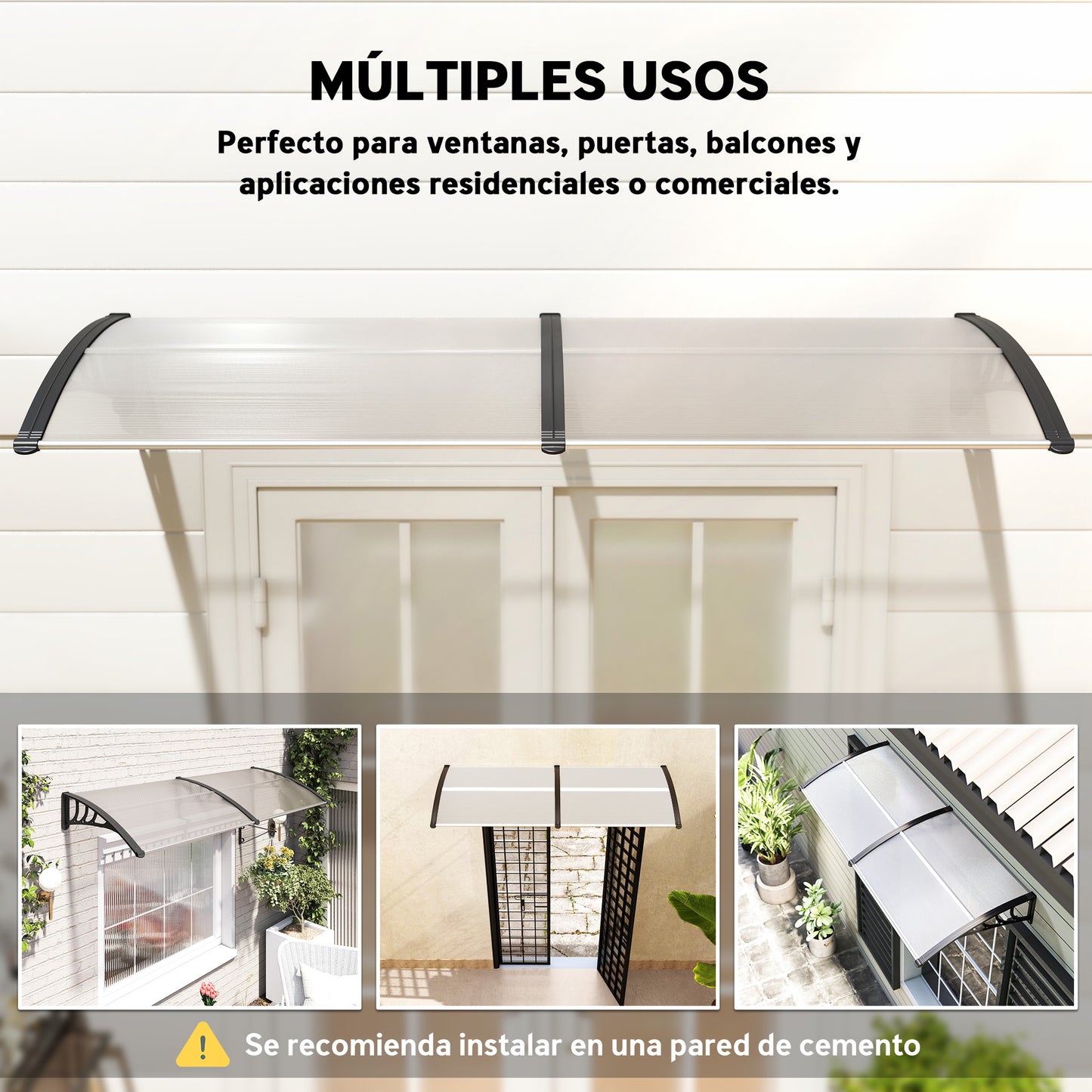 Outsunny Marquesina Para Puertas Y Ventanas 195x75cm Tejadillo De Protección_5