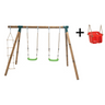 Columpio Doble De Madera Redonda Masgames Kadi L Deluxe + Asiento Bebe.
