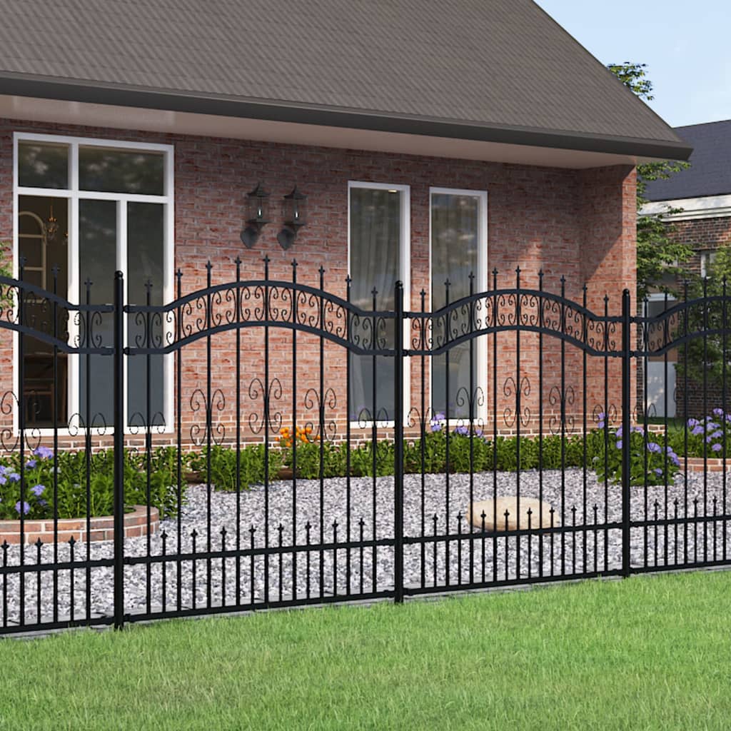 Valla De Jardín Con Punta De Lanza Acero Recubierto Negro 165cm / Vetonek_5