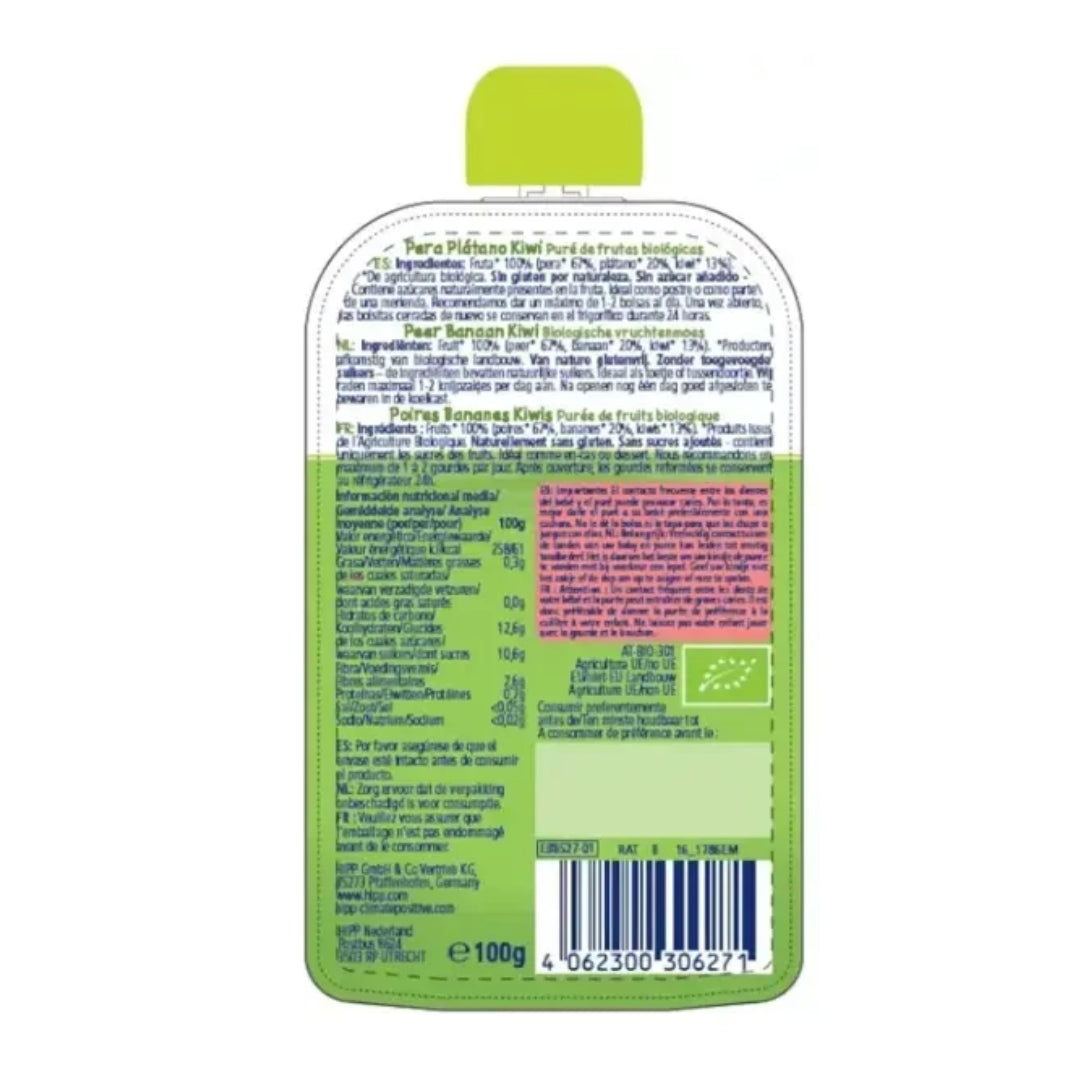 Pouch de Pera, Plátano y Kiwi Bio +6 meses HiPP 100 g