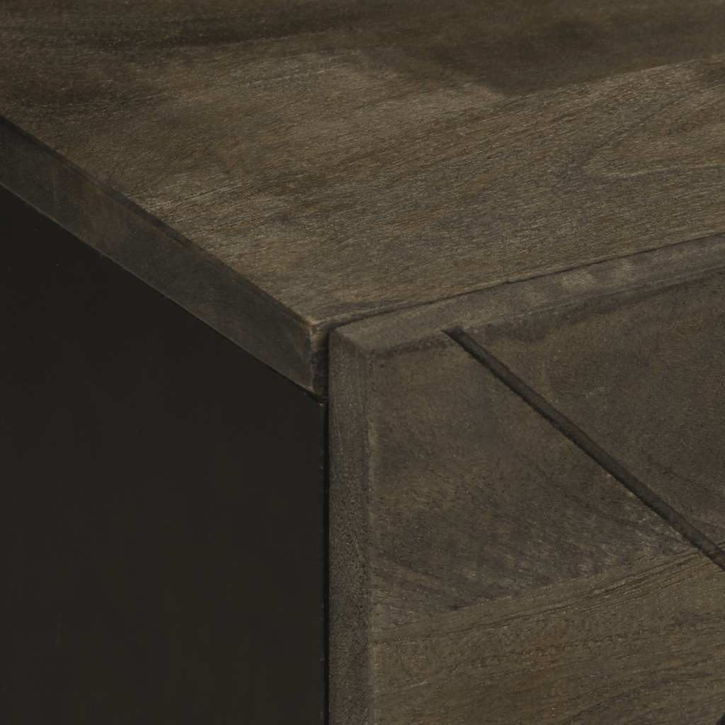 Mesita De Noche De Madera Maciza De Mango Negra 40x33x46 Cm_4