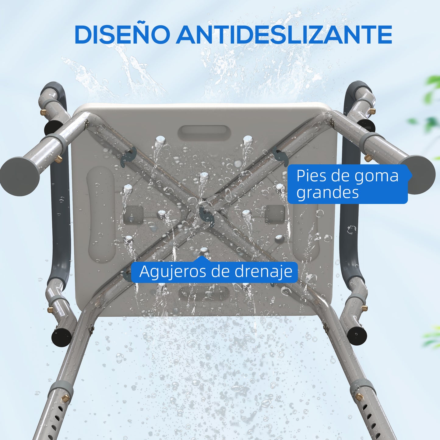 Homcom Taburete De Ducha Con Altura Regulable Antideslizante Carga 150 Kg_5
