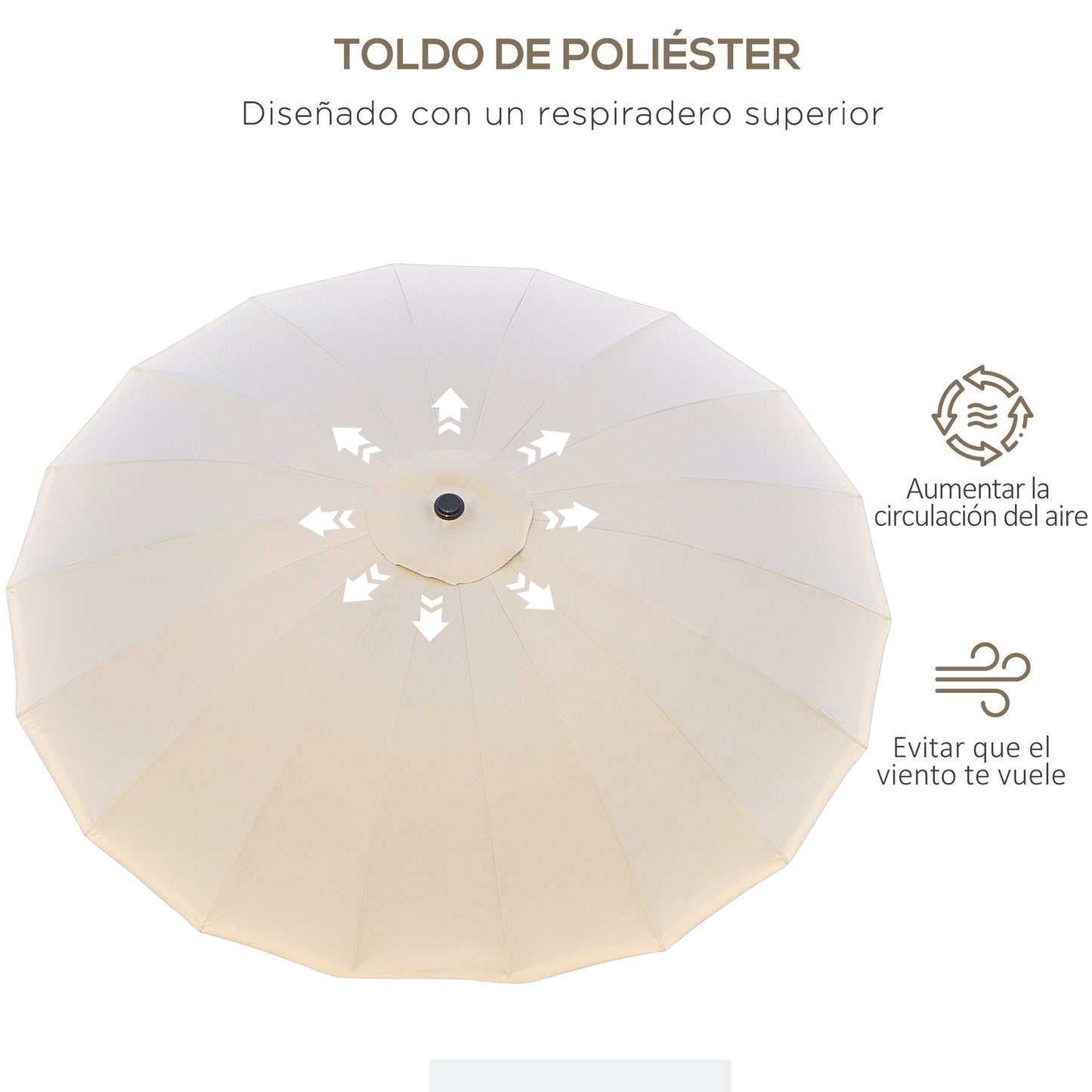 Outsunny Sombrilla De Jardín Ø2,5x2,4 M Con Manivela Y Poste Inclinable Crema_5
