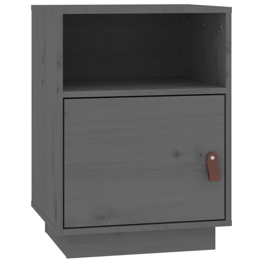 Mesitas De Noche 2 Uds Madera Maciza De Pino Gris 40x34x55 Cm_4