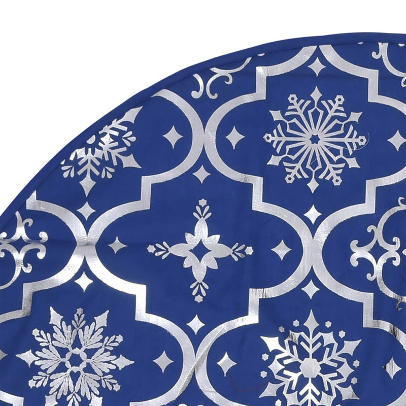 Vidaxl Falda Del Árbol De Navidad De Lujo Con Calcetín Tela Azul 90 Cm_5