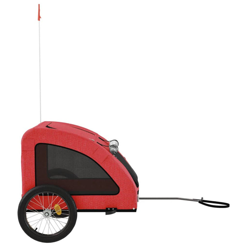Vidaxl Remolque De Bicicleta Mascotas Hierro Tela Oxford Rojo_5