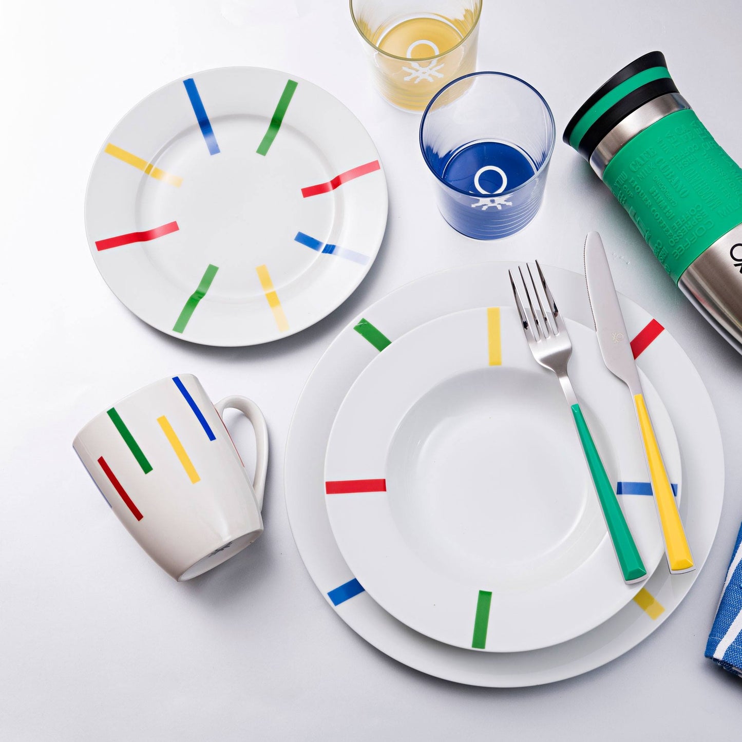 1pc Taza 11cm En Porcelana Con Diseño De Rayas De Colores_5