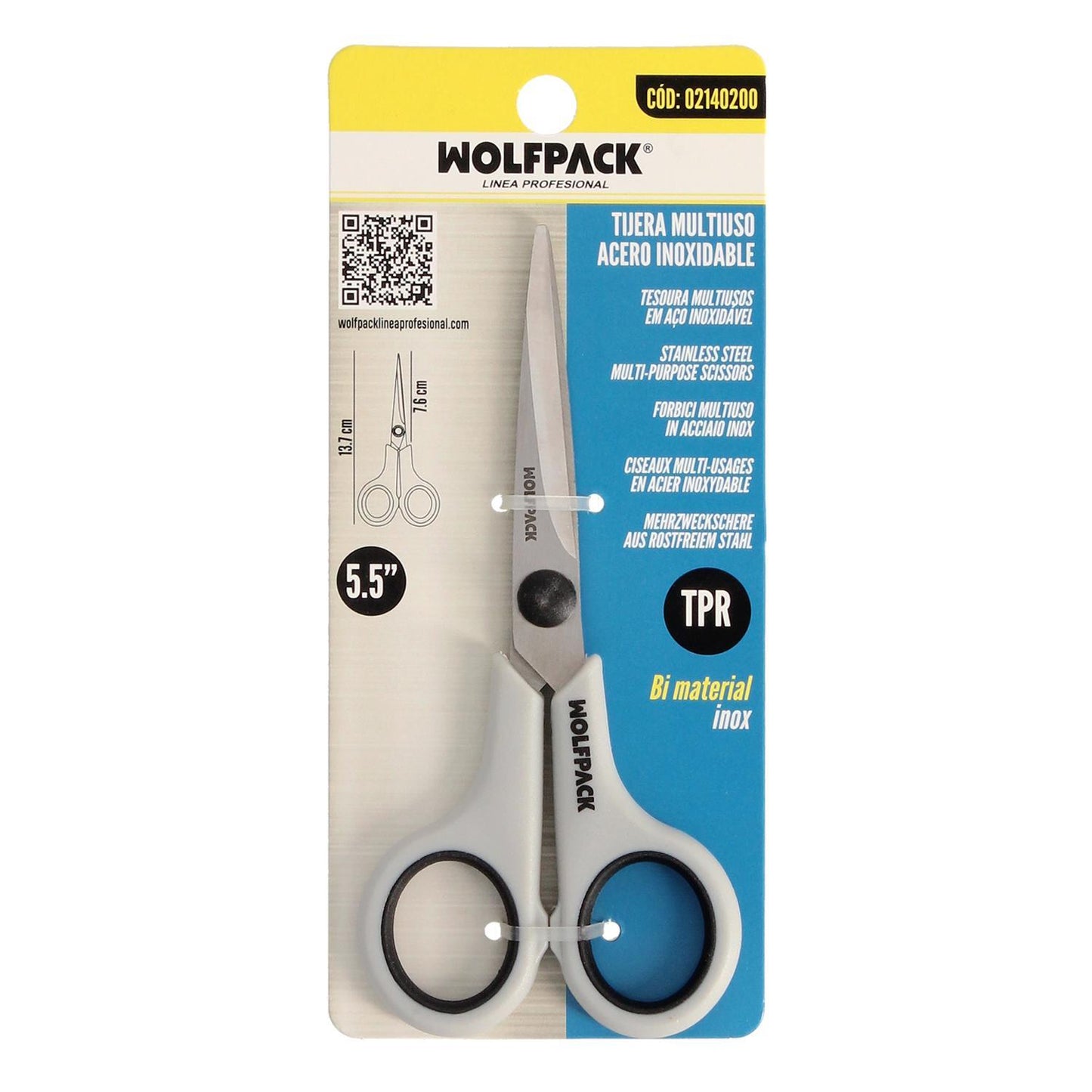 Tijeras Multiuso Acero Inoxidable 5,5 / 140 Mm. Hojas Acero Inoxidable, Mango Comodo Y Suave