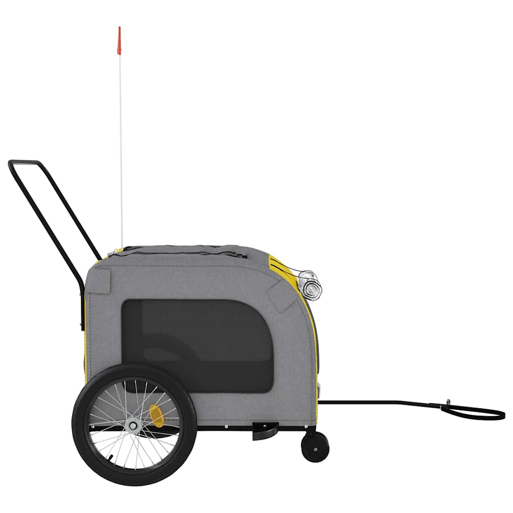 Remolque De Bicicleta Mascotas Hierro Tela Oxford Amarillo Gris_5