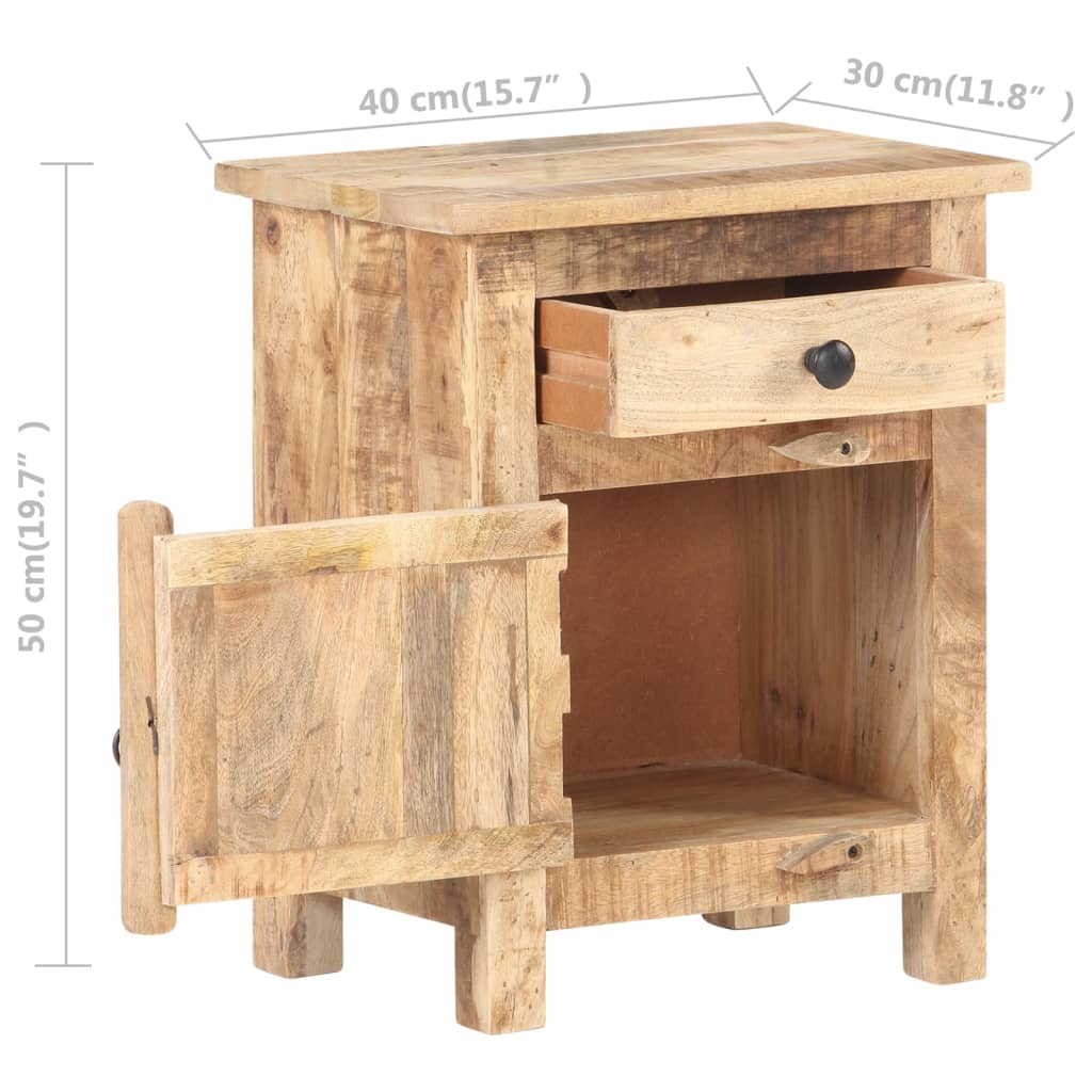 Mesita De Noche De Madera De Mango Rugosa 40x30x50 Cm_4