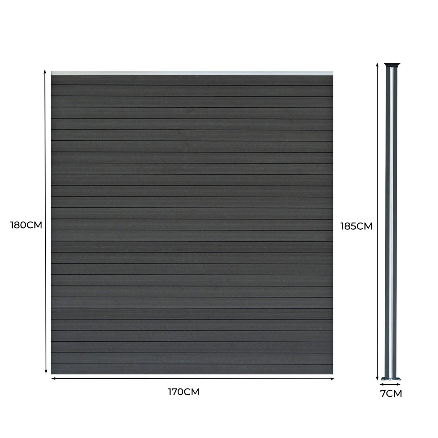 Vallas Para Exteriores De Wpc Y Aluminio - 7x Paneles + 8x Postes | Gris_4