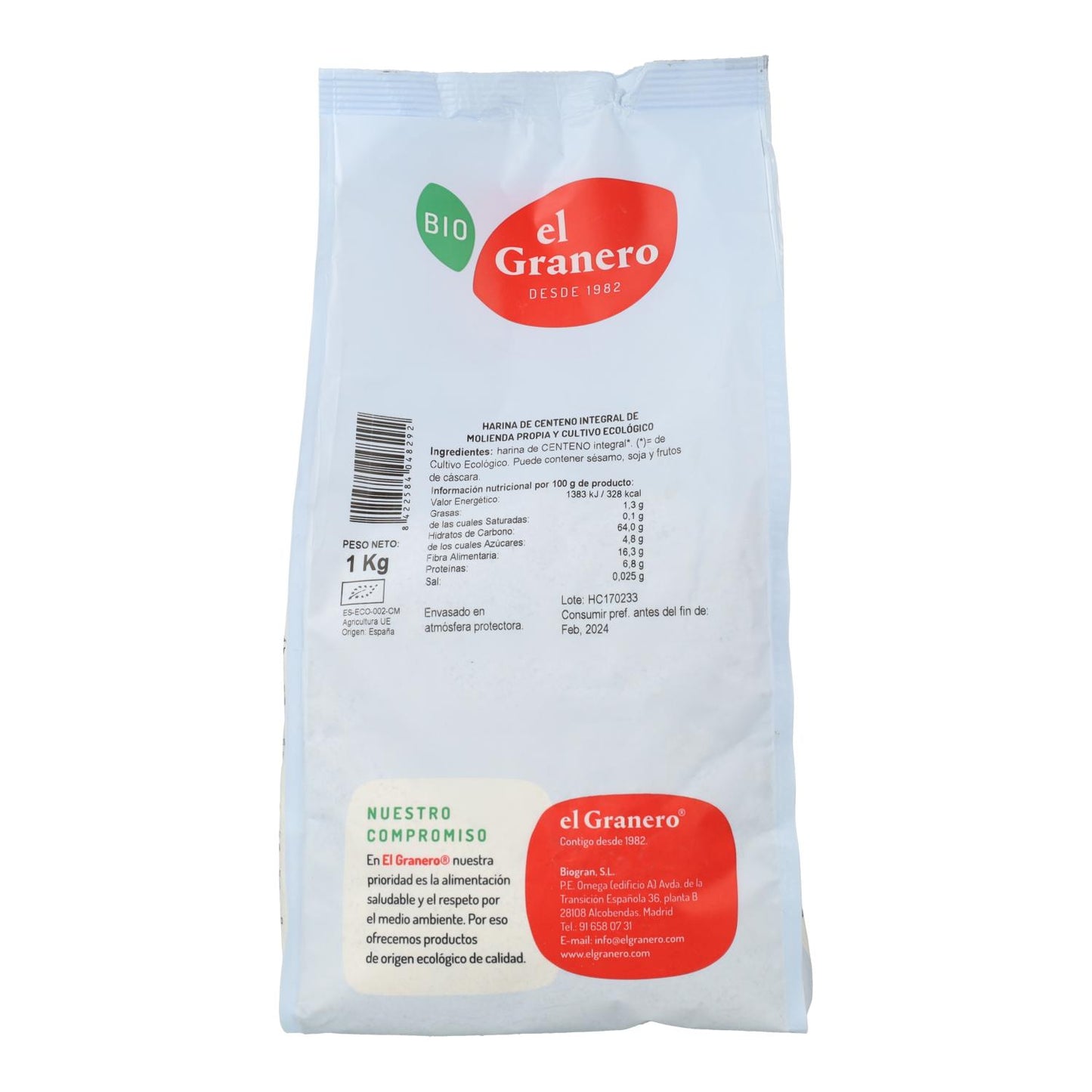 Harina de Centeno Integral Bio El Granero 1 kg