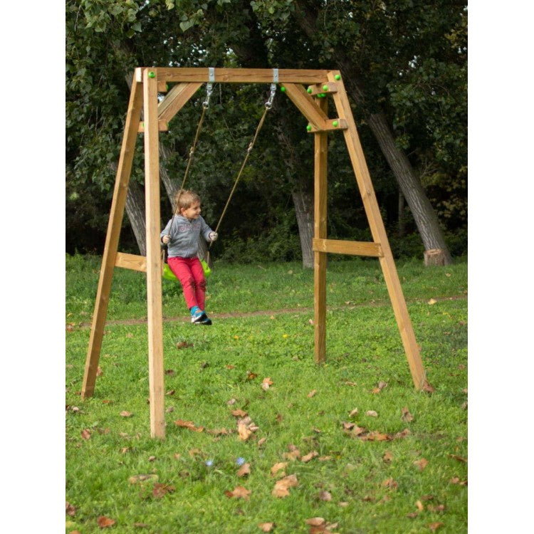 Columpio Individual De Madera Cuadrada Masgames Xylo Xl Con Asiento Normal.