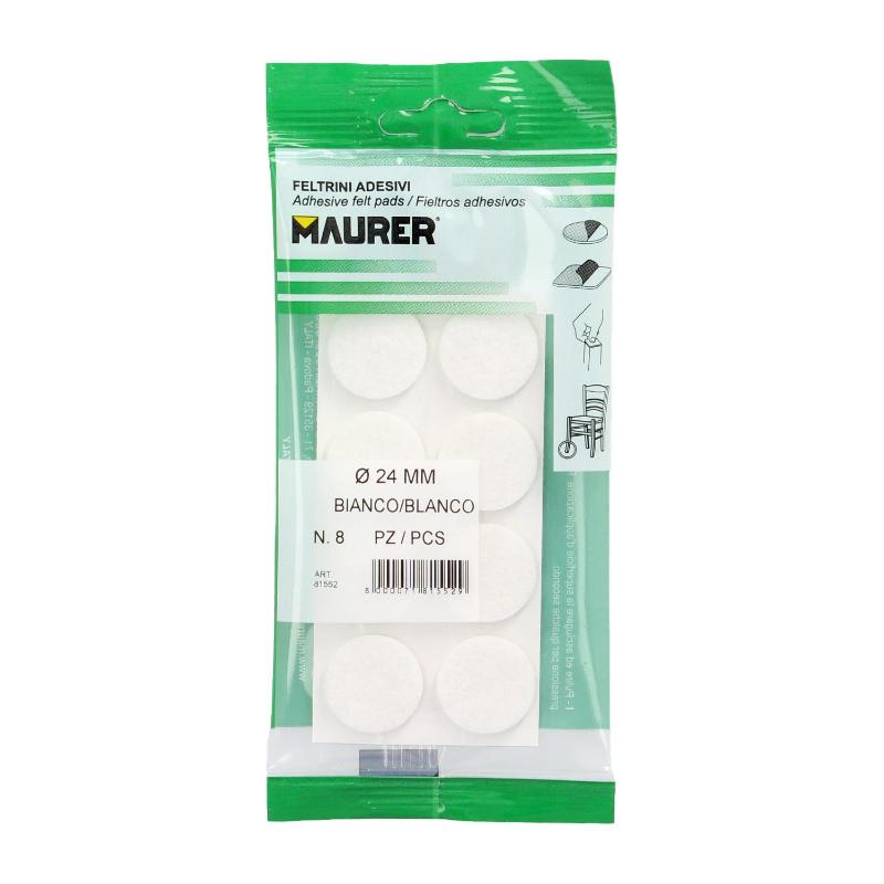 Fieltro Adhesivo Ø 24 Mm. (blister 8 Piezas) Blanco_0