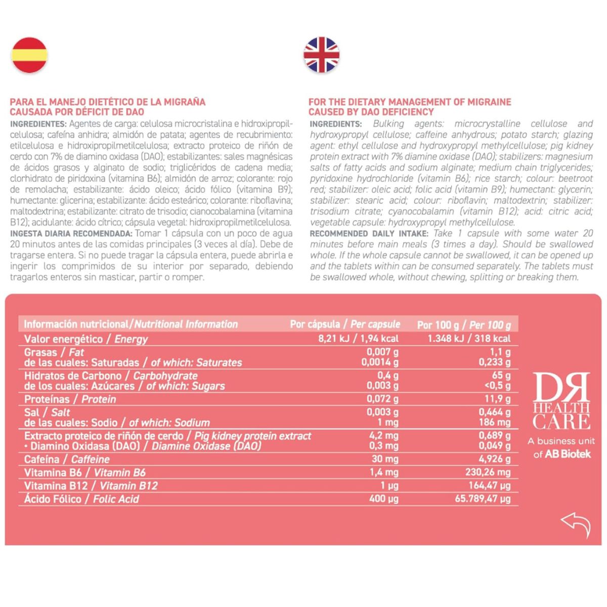 DAOhead® 60 cápsulas con comprimidos gastrorresistentes