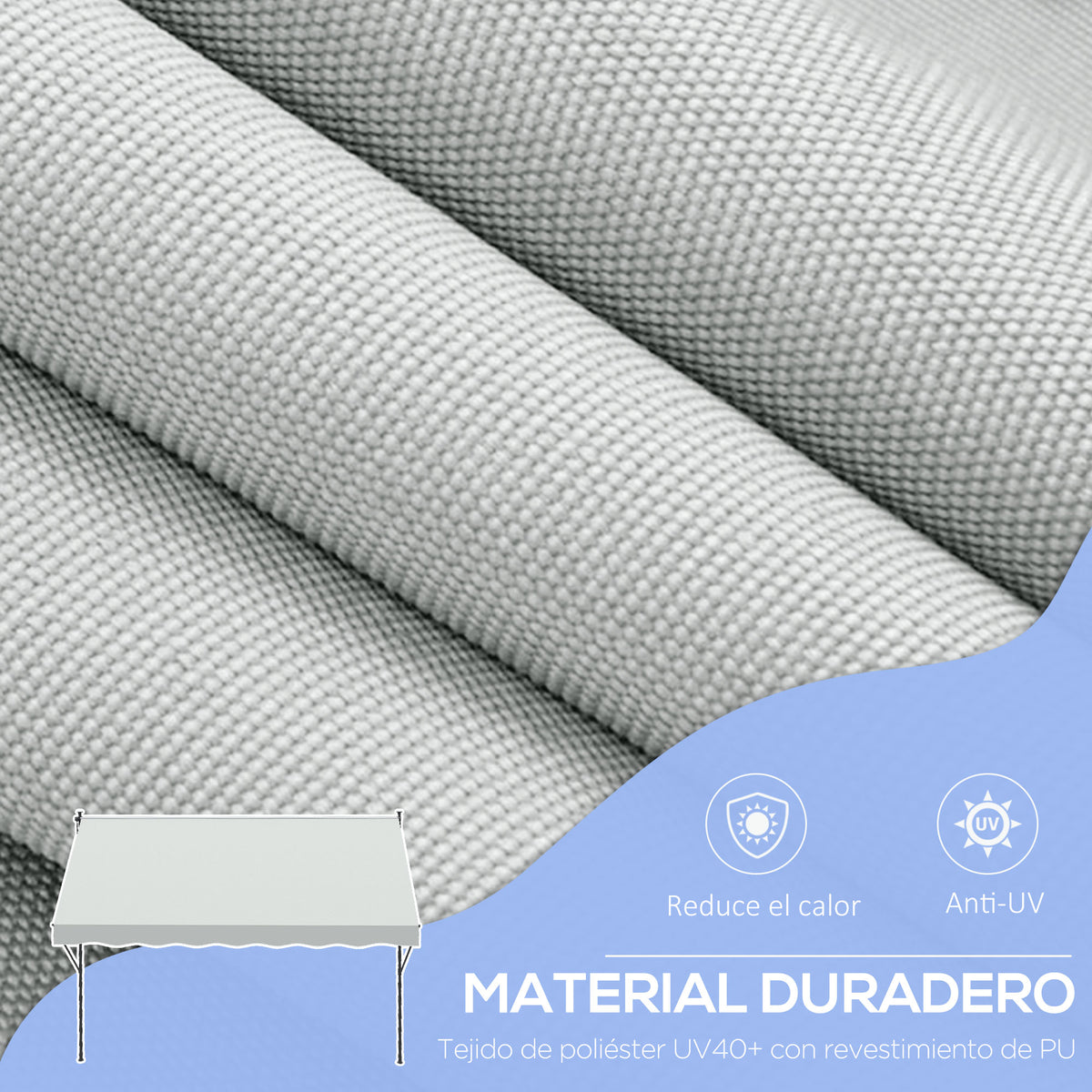Outsunny Toldo Manual Retráctil 300x175x210-310cm Manivela Protección Uv40 Crema_5