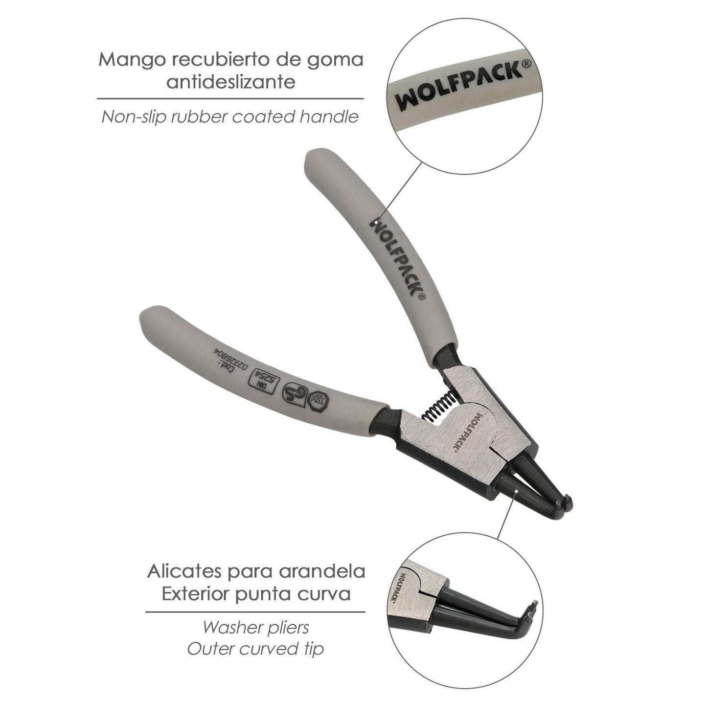 Alicates Arandelas Exteriores Curvo 125 Mm. Acero Din 5254. Anillos De Presion, Anillos De Retención, Arandelas Circlips