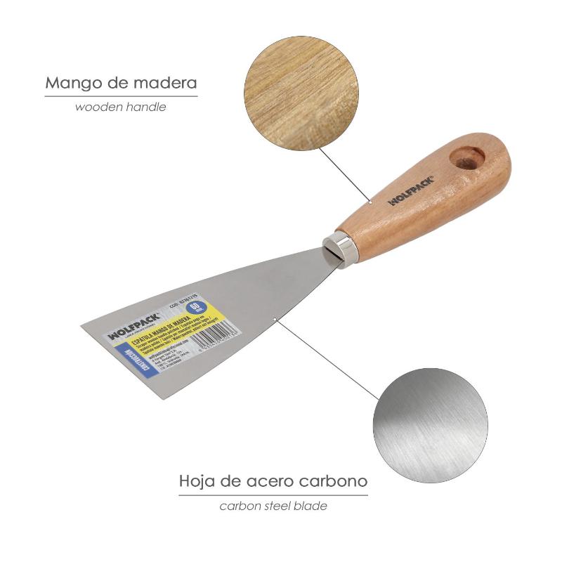 Espatula Mango Madera Hoja Acero 60 Mm. Espatula Yeso, Espatula Pintor, Espatula Masillas, Espatula Pladur, Etc._2