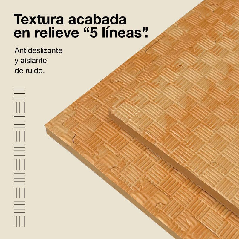 Jowy Tatami Puzzle 2cm 100x100cm – Superficie 5 Líneas Madera