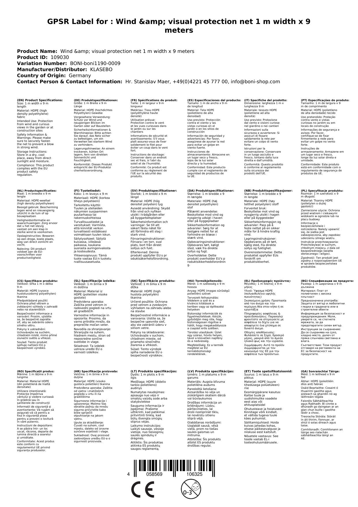 Malla De Ocultación Y Cortavientos 1m X 9m, Tejido Hdpe, Verde_3