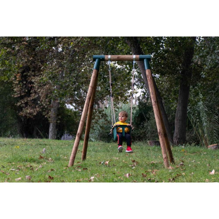 Columpio Individual De Madera Redonda Masgames Kila L + Asiento Bebe.