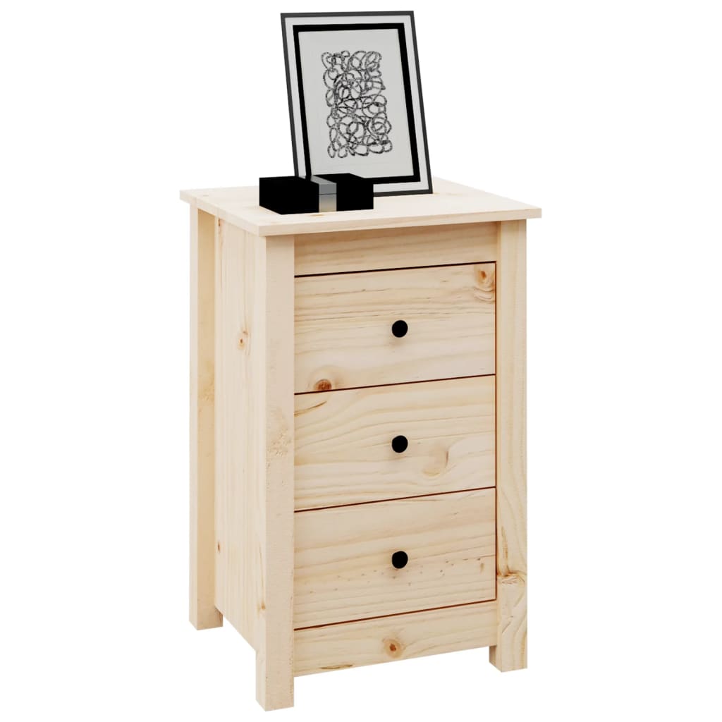 Mesita De Noche Madera Maciza De Pino 40x35x61,5 Cm_4