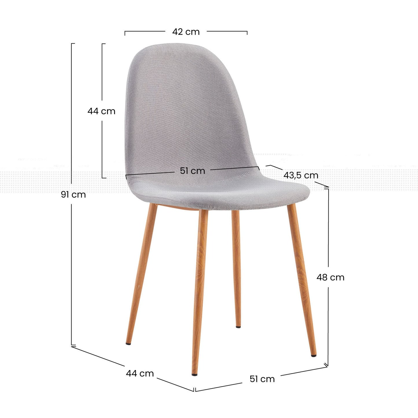 Pack 4 Sillas De Comedor Lino Nuova 91x51x44cm Thinia Home_5