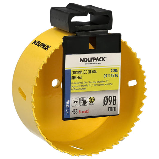 Corona Sierra Bimetal Ø 98 Mm. Templado Termico, Base Reforzada. Corona Madera, Broca Agujeros Madera, Acero, Hierro, Plasticos