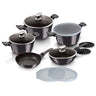 Batería Cocina Inducción 13 Piezas, Antiadherente Sin Pfoa, Aluminio, Cazuelas Sartenes Tapas Berlinger Haus Carbon Pro Gris Oscuro