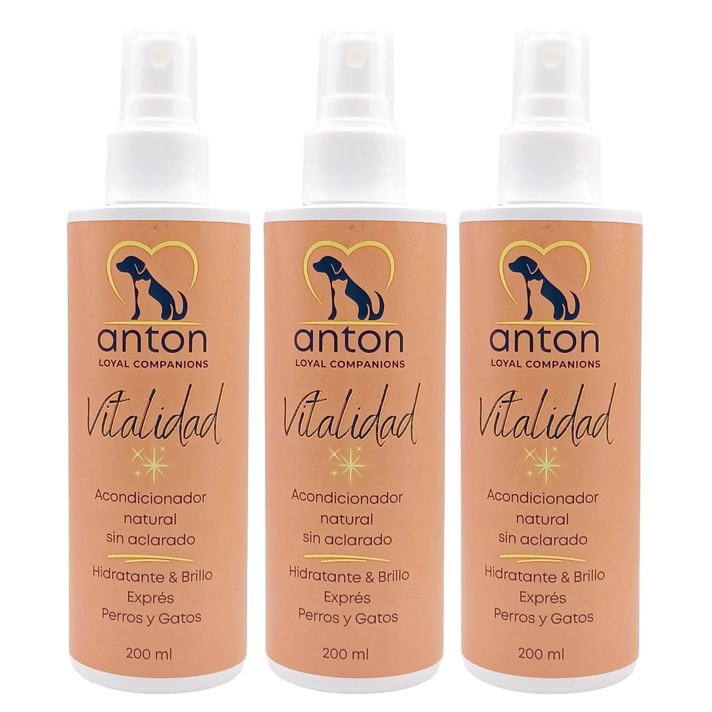 Acondicionador Sin Aclarado Para Perros Y Gatos “vitalidad” – Pack Ahorro – 3x200 Ml