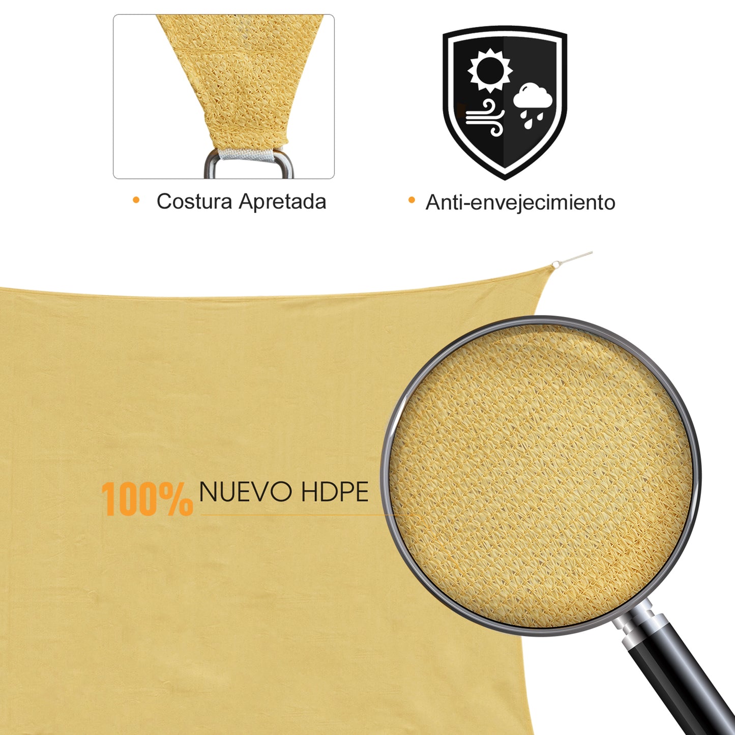 Outsunny Toldo Vela Sombrilla Parasol Triangulo Tejido De Poliester 185 G/m²_5