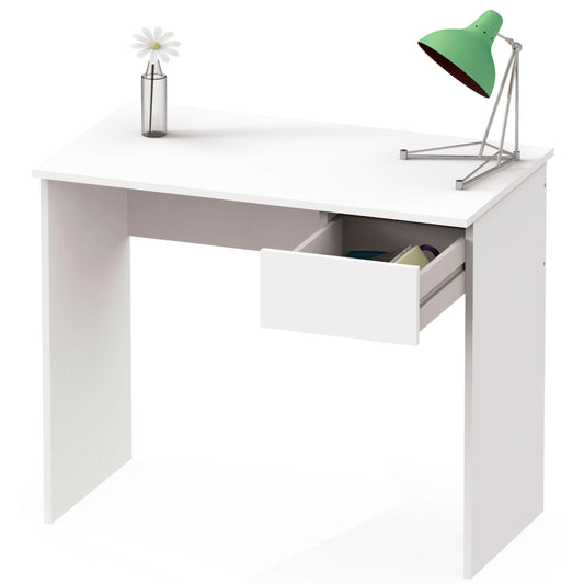Escritorio, Mesa De Ordenador 75x90x50cm, 1 Cajón, Oficina, Habitación Juvenil, Desk, Briebe, Nova, Blanco